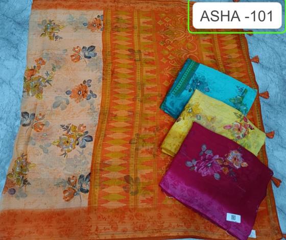 KALPATRU-FASHION-ASHA-101-GEORGETTE-NEW-FLOWER-PRINT-AND-MATCHING-BLOUSE-SAREE-CATALOGUE-1