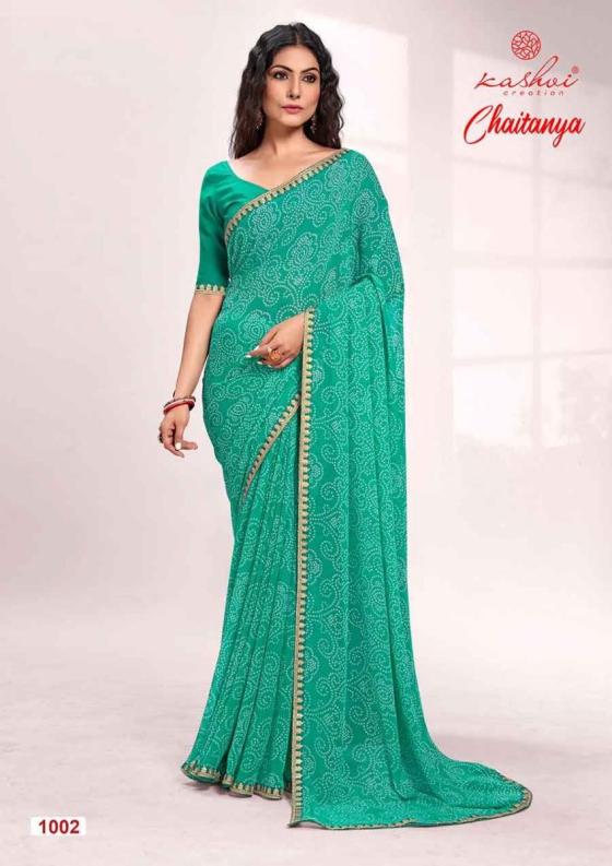 KALPATRU-FASHION-CHAITANYA-BANDHEJ-GEORGETTE-WITH-PITHA-WORK-LACE-SAREE-CATLOG-2