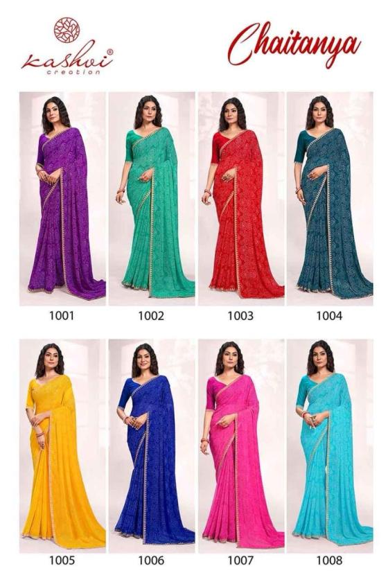 KALPATRU-FASHION-CHAITANYA-BANDHEJ-GEORGETTE-WITH-PITHA-WORK-LACE-SAREE-CATLOG-5