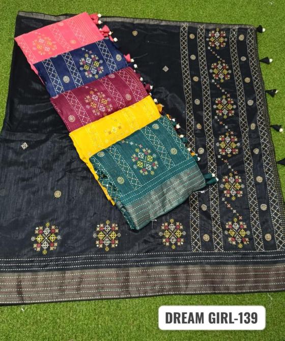 KALPATRU-FASHION-DREAM-GIRL-SOFT-DOLLA-SILK-BEAUTIFUL-MIRROR-WORK-WITH-KATHA-WORK-AND-CONTRAST-WORK-BLOUSE-SAREE-CATALOGUE-1