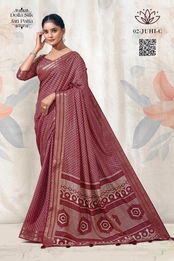 KALPATRU-FASHION-JUHI-2-DOLLA-SILK-WITH-JARI-PATTA-BANDHEJ-PRINT-WITH-MATCHING-BLOUSE-SAREE-CATALOGUE-4