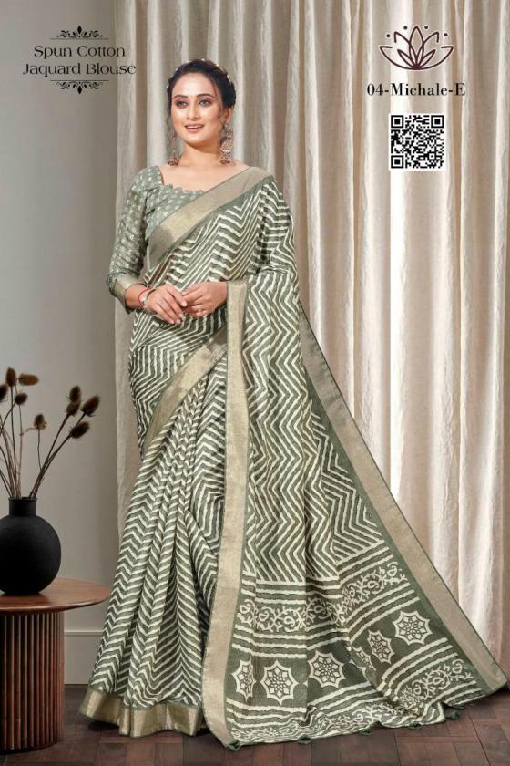 KALPATRU-FASHION-MICHALE-4SPUN-COTTON-LEHERIYAPRINT-WITH-JACQUARD-BORDER-SAREE-CATALOGUE-1