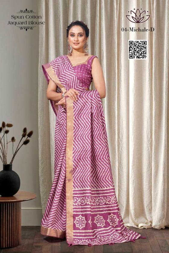 KALPATRU-FASHION-MICHALE-4SPUN-COTTON-LEHERIYAPRINT-WITH-JACQUARD-BORDER-SAREE-CATALOGUE-2