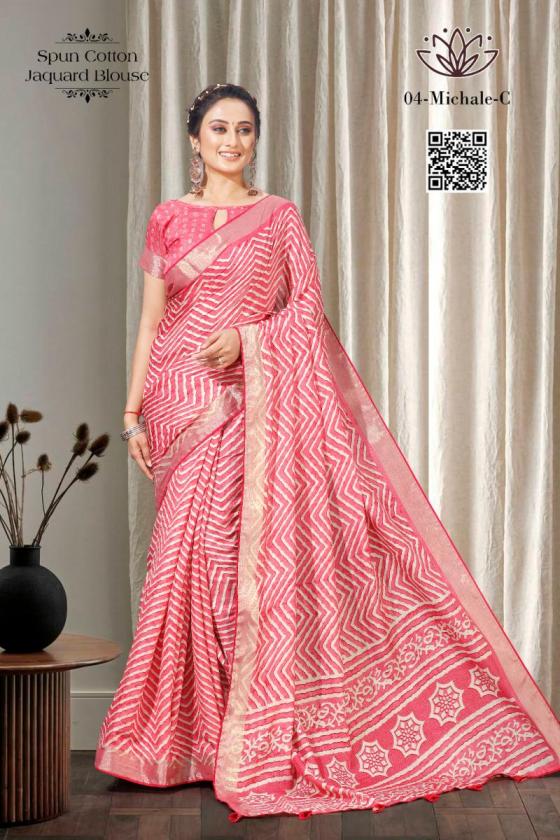 KALPATRU-FASHION-MICHALE-4SPUN-COTTON-LEHERIYAPRINT-WITH-JACQUARD-BORDER-SAREE-CATALOGUE-3