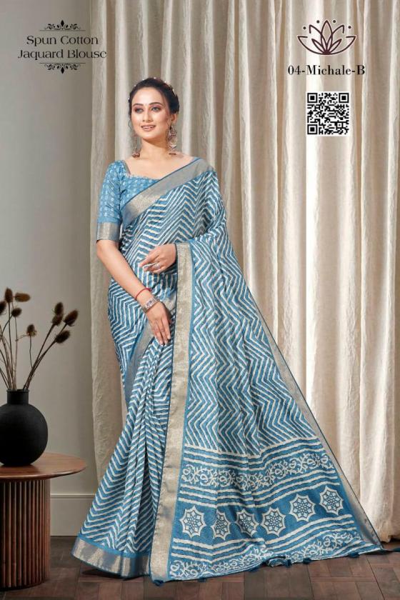 KALPATRU-FASHION-MICHALE-4SPUN-COTTON-LEHERIYAPRINT-WITH-JACQUARD-BORDER-SAREE-CATALOGUE-4