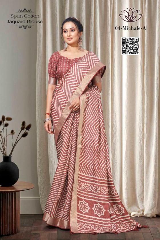 KALPATRU-FASHION-MICHALE-4SPUN-COTTON-LEHERIYAPRINT-WITH-JACQUARD-BORDER-SAREE-CATALOGUE-5