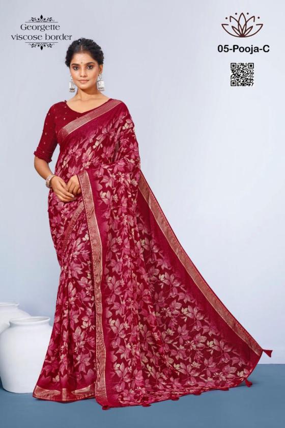 KALPATRU-FASHION-POOJA-5-GEORGETTE-VISCOSE-BORDER-SPECIAL-FLOWER-PRINT-WITH-MATCHING-BLOUSE-SAREE-CATALOGUE-4