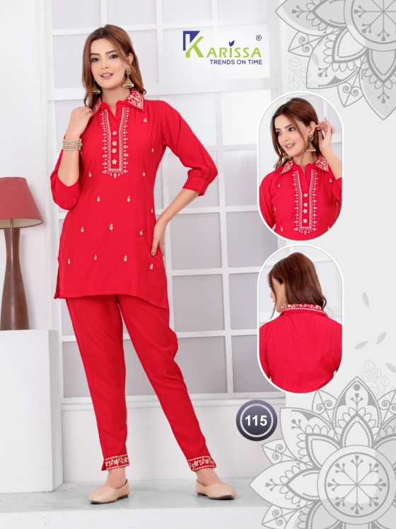 KARISSA-PREMIUM-PURE-LIVA-VISCOSE-WEAVING-WORK-WITH-FANCY-THREAD-WORK-AND-HANDWORK-SHORT-KURTI-PANT-COMBO-PACK-SET-CATALOGUE-1