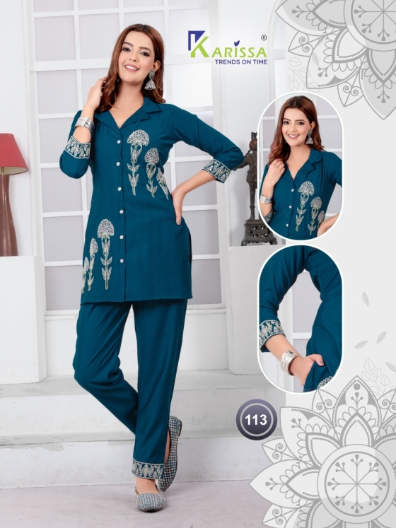 KARISSA-PREMIUM-PURE-LIVA-VISCOSE-WEAVING-WORK-WITH-FANCY-THREAD-WORK-AND-HANDWORK-SHORT-KURTI-PANT-COMBO-PACK-SET-CATALOGUE-4