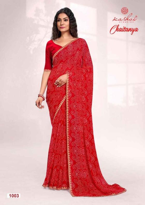 KASHVI-CREATION-CHAITANYA-BANDHEJ-GEORGTTE-WITH-PITHA-WORK-LACE-BEAUTIFUL-SAREE-CATALOGUE-4