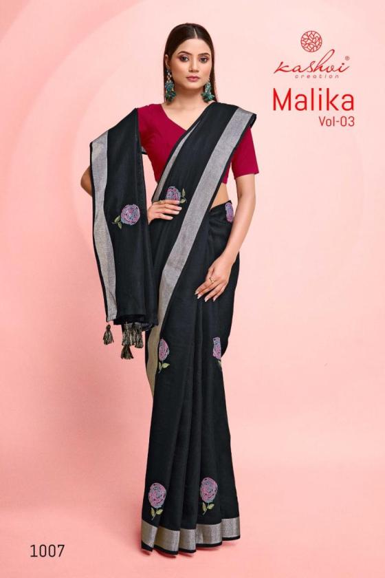 KASHVI-CREATION-MALIKA-VOL-3-PURE-LINEN-WITH-MULTI-EMBROIDERY-WORK-AND-CONTRAST-BLOUSE-SAREE-CATALOGUE-9