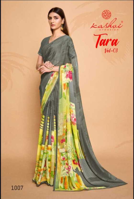 KASHVI-CREATION-TARA-VOL-3-WEIGHTLESS-WITH-AWAROSKI-LACE-8-PCS-BEAUTIFUL-SAREE-CATALOGUE-1