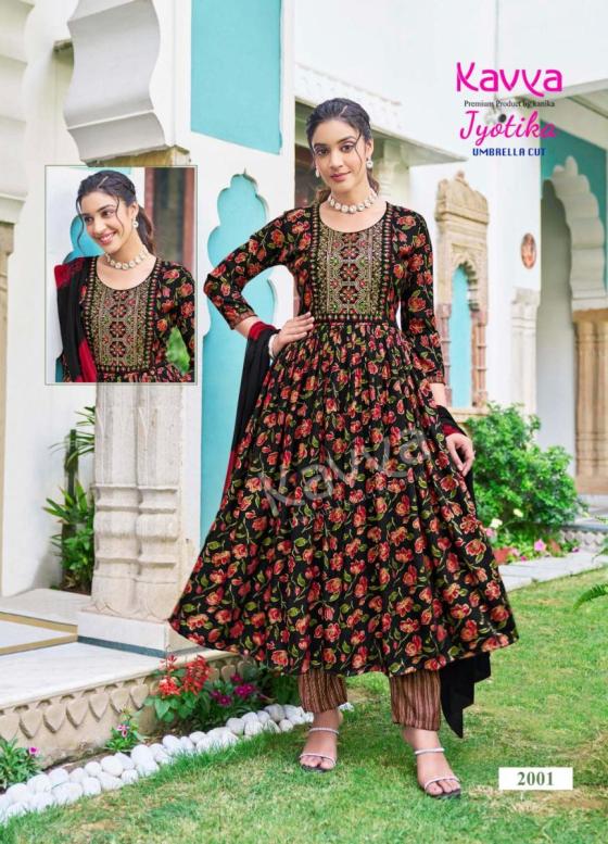 KAVAYA-JYOTICA-VOL-2-UMBRELLA-CUT-CAPSULE-FOIL-PRINT-TOP-AND-CAPSULE-PRINT-BOTTOM-WITH-NAZLEEN-CHIFFON-DUPATTA-AND-EMBROIDERY-ON-NECK-KURTI-CATALOGUE-1