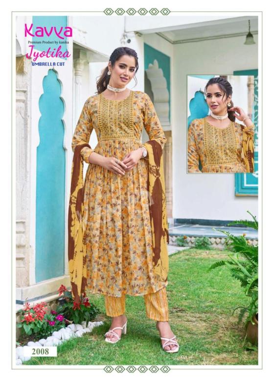 KAVAYA-JYOTICA-VOL-2-UMBRELLA-CUT-CAPSULE-FOIL-PRINT-TOP-AND-CAPSULE-PRINT-BOTTOM-WITH-NAZLEEN-CHIFFON-DUPATTA-AND-EMBROIDERY-ON-NECK-KURTI-CATALOGUE-11