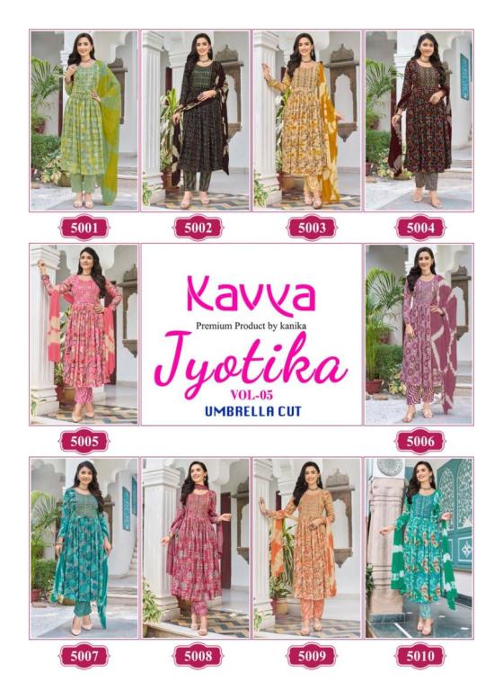 KAVYA-JYOTIKA-VOL-5-UMBRELLA-CUT-EMBROIDERY-ON-NECK-WITH-45-INCH-HEIGGHT-AND-COMFORT-FIT-PREMIUM-QUALITY-STITCHED-PANTS-CATALOGUE