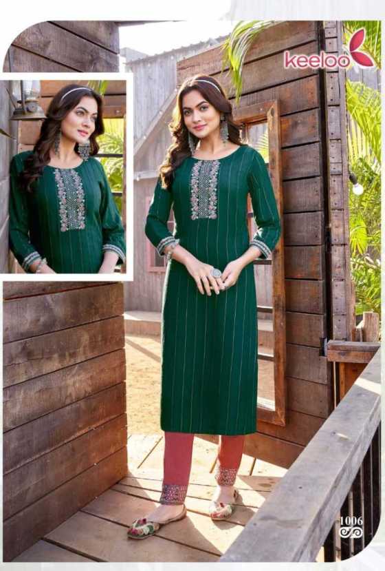 KEELOO-GULAB-VOL-1-HEAVY-DOBBY-RAYON-WITH-HAND-WORK-4-WAY-COTTON-LYCRA-WITH-BOTTOM-EMBROIDERY-WORK-KURTI-PANT-CATALOGUE-7