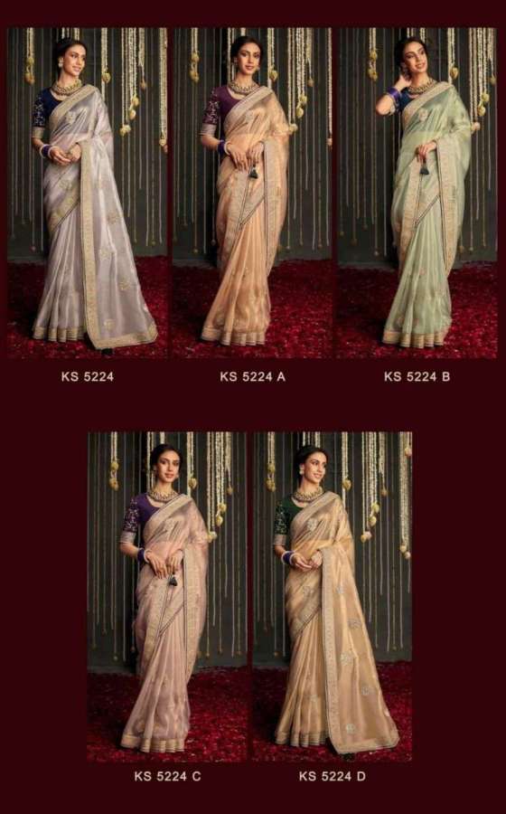 KIMORA-KAJAL-5224-HITS-SERIES-5224-TO-5224D-SOFTTISSUE-ORGANZA-SILK-WITH-EMBROIDERY-WORK-STITCHED-BORDER-UNIQUE-LATKANS-WITH-ART-SILK-HEAVY-WORK-BLOUSE-SAREE-CATALOGUE-2