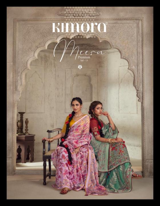 KIMORA-MEERA-PREMIUM-VOL-13-SERIES-17001-TO17011-SOFT-BRASSO-ORGANZA-WITH-BEAUTIFUL-PRINTED-SAREE-AND-PIPING-WORK-OR-TUSSLES-ON-PALLU-WITH-HEAVY-EBD-WORK-BLOUSE-CATALOGUE-1