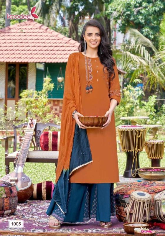 KOODEE-SANAYA-1-HEAVY-CHINON-WITH-FULL-INNER-TOP-AND-VISCOSE-WITH-KALI-WORK-PANT-AND-CHANDERI-DUPATTA-KHATLI-WITH-EMBROIDERY-WORK-KURTI-CATALOGUE-3