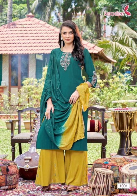 KOODEE-SANAYA-1-HEAVY-CHINON-WITH-FULL-INNER-TOP-AND-VISCOSE-WITH-KALI-WORK-PANT-AND-CHANDERI-DUPATTA-KHATLI-WITH-EMBROIDERY-WORK-KURTI-CATALOGUE-6