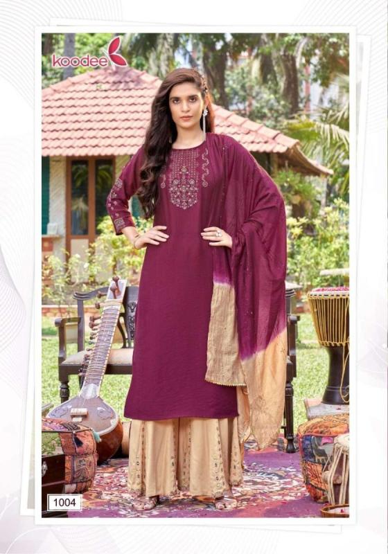 KOODEE-SANAYA-1-HEAVY-CHINON-WITH-FULL-INNER-TOP-AND-VISCOSE-WITH-KALI-WORK-PANT-AND-CHANDERI-DUPATTA-KHATLI-WITH-EMBROIDERY-WORK-KURTI-CATALOGUE-7