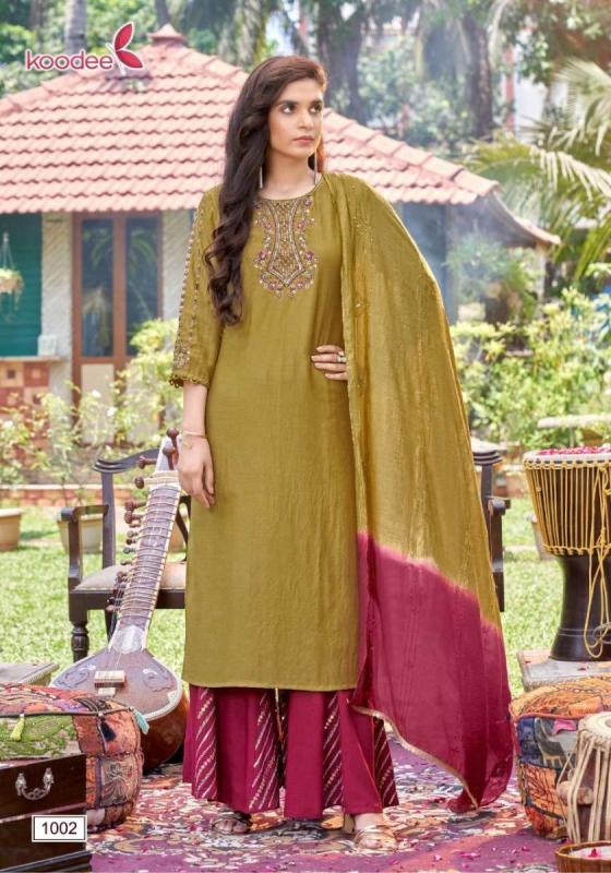 KOODEE-SANAYA-1-HEAVY-CHINON-WITH-FULL-INNER-TOP-AND-VISCOSE-WITH-KALI-WORK-PANT-AND-CHANDERI-DUPATTA-KHATLI-WITH-EMBROIDERY-WORK-KURTI-CATALOGUE-8