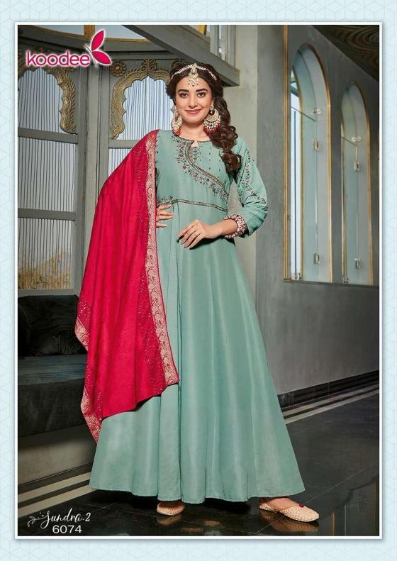 KOODEE-SUNDRA-2-FANCY-VISCOSE-WITH-PURE-VISCOSE-JACQAURD-DOBBY-WITH-EMBROIDERY-AND-KHATLI-WORK-BEAUTIFUL-KURTI-DUPATTA-CATALOGUE-7