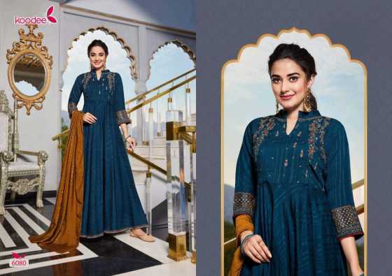 KOODEE-SUNDRA-3-FANCY-VISCOSE-WITH-PURE-VISCOSE-JACQUARD-DOBBY-DUPATTA-WITH-EMBROIDERY-KHATLI-WORK-KURTI-CATALOGUE-3