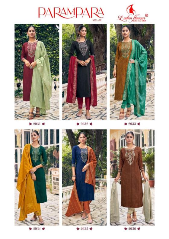 LADIES-FLAVOUR-PARAMPARA-2-HEAVY-CHINON-WITH-EMBROIDERY-SEQUENCE-WORK-AND-CHANDERI-VISCOSE-WEAVING-DUPATTA-BEAUTIFUL-KURTI-CATALOGUE-1