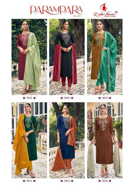 LADIES-FLAVOUR-PARMPARA-2-HEAVY-CHINON-WITH-EMBROIDERY-SEQUNCE-WORK-KURTI-PANT-DUPATTA-CATALOGUE-1