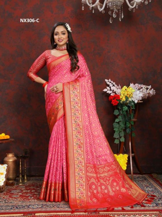 MARUTI-NX-D.NO-NX306A-TO-NX306-F-SOFT-ORGANZA-SILK-SAREE-MEENAKSHI-WEAWING-DESIGN-WITH-BROCADE-SILK-WEAWING-BLOUSE-SAREE-CATALOGUE-3