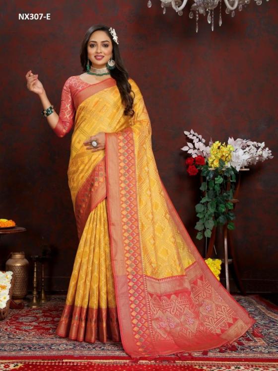 MARUTI-NX-D.NO-NX307A-TO-NX307-FSOFT-ORGANZA-SILK-SAREE-MEENAKSHI-WEAWING-DESIGN-WITH-BROCADE-SILK-WEAWING-BLOUSE-SAREE-CATALOGUE-1