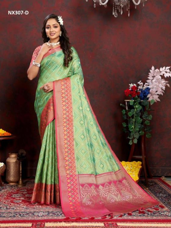 MARUTI-NX-D.NO-NX307A-TO-NX307-FSOFT-ORGANZA-SILK-SAREE-MEENAKSHI-WEAWING-DESIGN-WITH-BROCADE-SILK-WEAWING-BLOUSE-SAREE-CATALOGUE-10