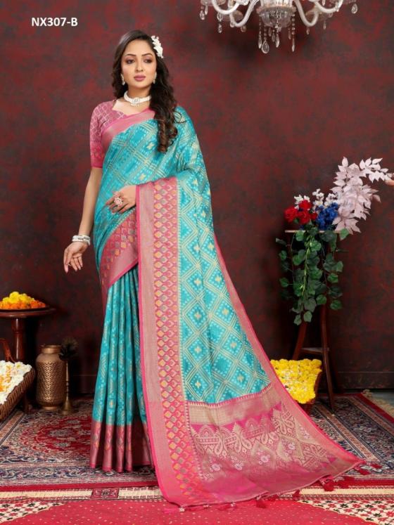 MARUTI-NX-D.NO-NX307A-TO-NX307-FSOFT-ORGANZA-SILK-SAREE-MEENAKSHI-WEAWING-DESIGN-WITH-BROCADE-SILK-WEAWING-BLOUSE-SAREE-CATALOGUE-6