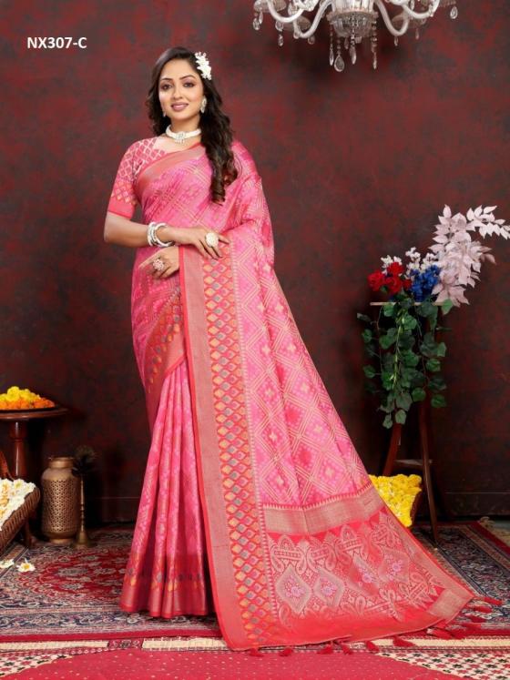 MARUTI-NX-D.NO-NX307A-TO-NX307-FSOFT-ORGANZA-SILK-SAREE-MEENAKSHI-WEAWING-DESIGN-WITH-BROCADE-SILK-WEAWING-BLOUSE-SAREE-CATALOGUE-8