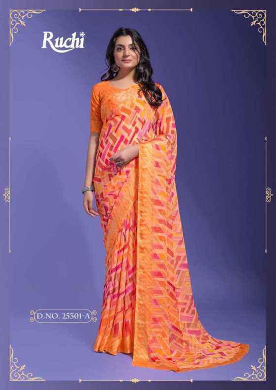 RUCHI-CHERRY-VOL-35-SERIES-25301A-TO-25303D-CHIFFON-SAREE-WITH-SARTIN-WEAVED-BORDER-CATALOGUE-13