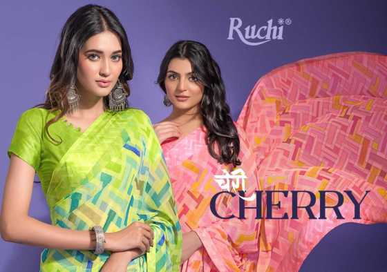 RUCHI-CHERRY-VOL-35-SERIES-25301A-TO-25303D-CHIFFON-SAREE-WITH-SARTIN-WEAVED-BORDER-CATALOGUE-15