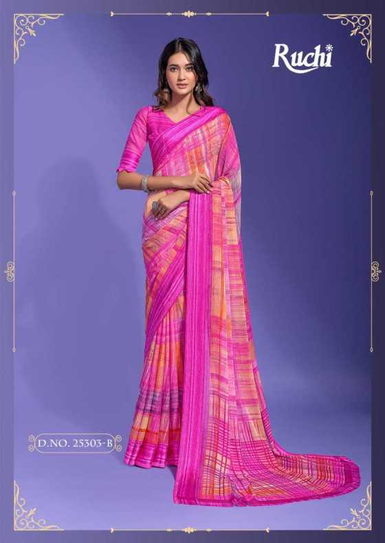 RUCHI-CHERRY-VOL-35-SERIES-25301A-TO-25303D-CHIFFON-SAREE-WITH-SARTIN-WEAVED-BORDER-CATALOGUE-4