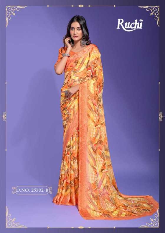 RUCHI-CHERRY-VOL-35-SERIES-25301A-TO-25303D-CHIFFON-SAREE-WITH-SARTIN-WEAVED-BORDER-CATALOGUE-8