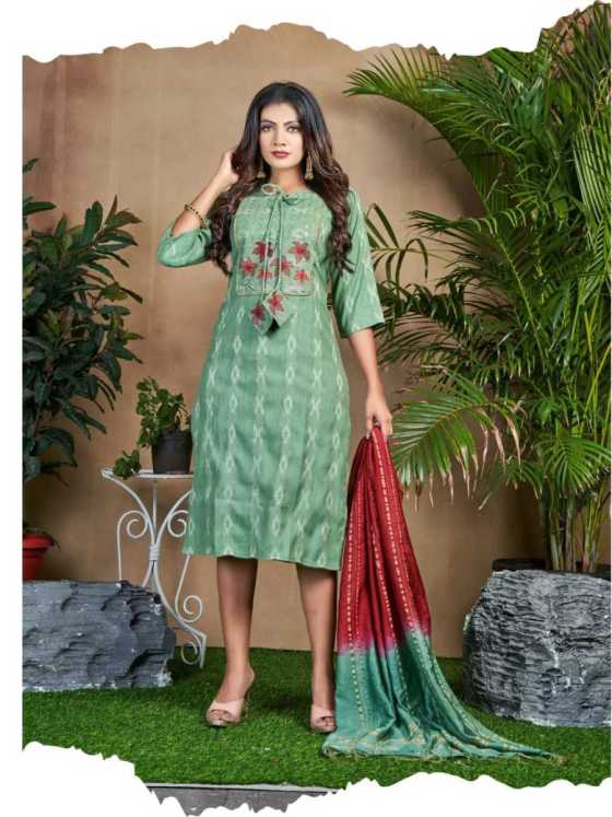 RUNG-PREET-HEAVY-IKAT-RIYON-PRINT-WITH-EMBROIDERY-JACQUARD-DUPATTA-KURTI-CATALOGUE-6