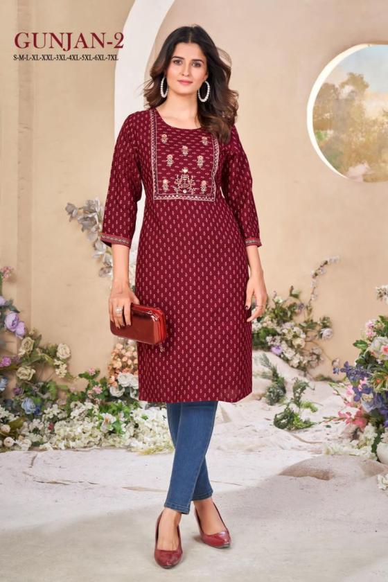 SANGEET-GUNJAN-2-RAYON-FABRIC-GOLD-KHADI-PRINT-EMBROIDERY-WORK-KURTIS-CATALOGUE-14