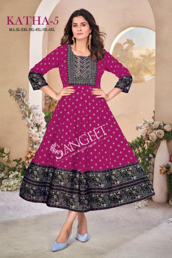 SANGEET-KATHA-5-HEAVY-RAYON-MULTI-COLOURS-GOLD-EMBROIDERY-SEQUENCE-WORK-FANCY-KURTIS-CATALOGUE-3