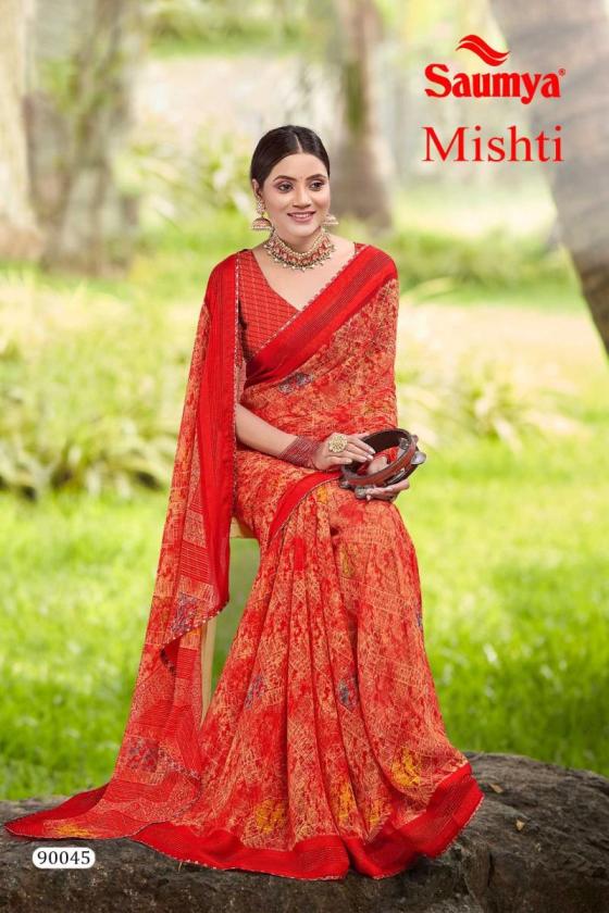 SAUMAYA-MISHTI-GEORGETTE-PATTERN-WITH-VISCOSE-BORDER-DISCHARGE-PRINT-DIGITAL-PIPING-BEAUTIFUL-SAREE-CATALOGUE-2