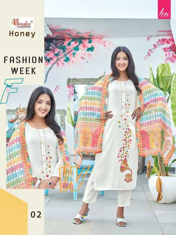 SMYLEE-HONEY-HEAVY-RIYON-LIVA-APPROVED-KURTI-PANT-DUPATTA-CATALOGUE-4