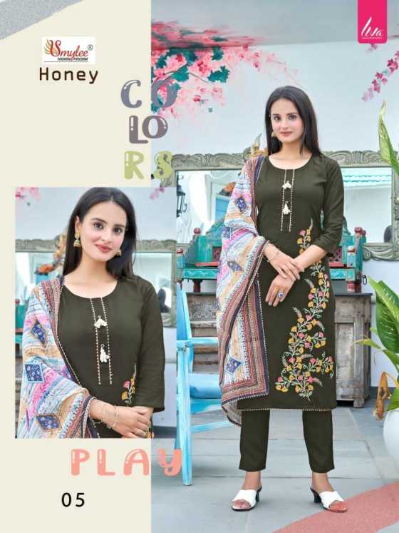 SMYLEE-HONEY-HEAVY-RIYON-LIVA-APPROVED-KURTI-PANT-DUPATTA-CATALOGUE-7