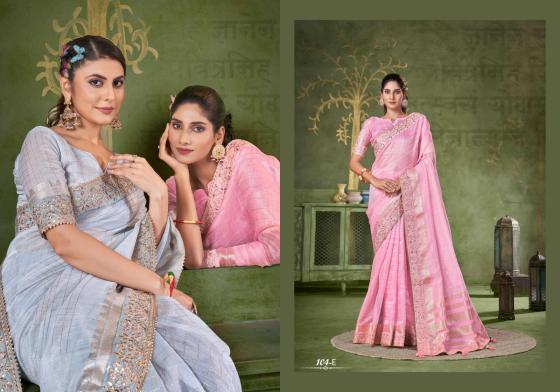 SUMITRA-D.NO-104A-TO-104E-BANARASI-LINEN-CHECKS-WITH-CODING-WORK-BEAUTIFUL-SAREE-CATALOGUE-1