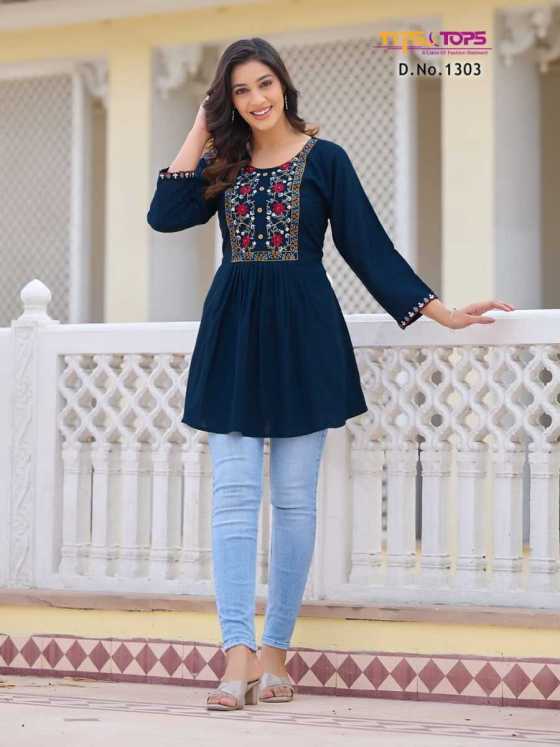 TIPS-TOPS-BUBBY-VOL-13-HEAVY-REYON-SLUB-16KG-FANCY-WESTERN-SHORTY-WITH-EXTRAORDINARY-PATTERS-SHORT-KURTI-CATALUGUE-7