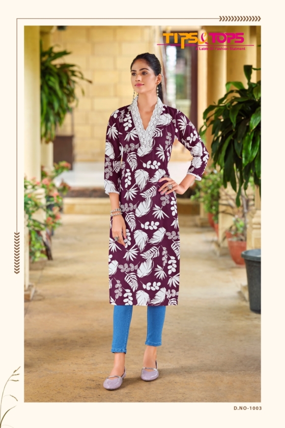 TIPS-TOPS-VIANA-HEAVY-REYON-PRINT-V-NECK-LACE-BEAUTIFUK-KURTIS-CATALOGUE-4