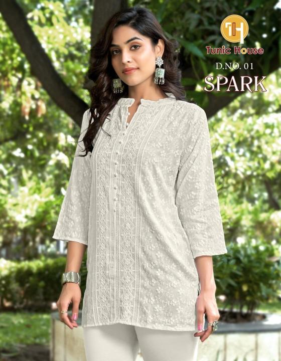 TUNIC-HOUSE-SPARK-VISCOSE-RAYON-FULLY-CHIKANKARI-SEQUENCE-WORK-BEAUTIFUL-SHORT-TOPS-KURTIS-CATALOGUE-1