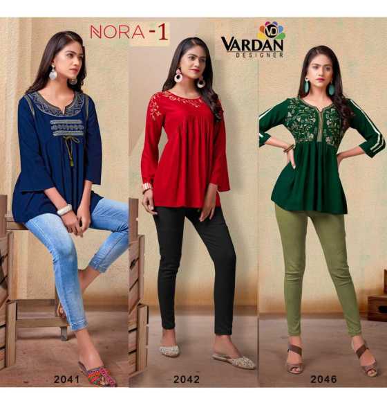 VARADAN-NORA-VOL-1-14-KG-HEAVY-RIYON-TOP-WITH-DESIGNER-STYLE-KURTI-TOP-CATALOGUE-1